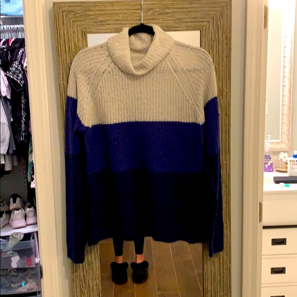 COLOR BLOCK TURTLE NECK